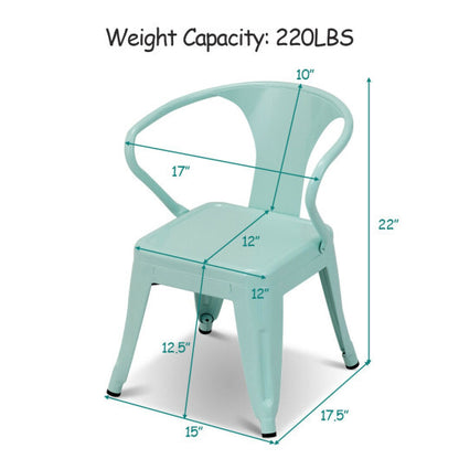 Set of 2 Steel Armchair Stackable Kids Chairs-Green