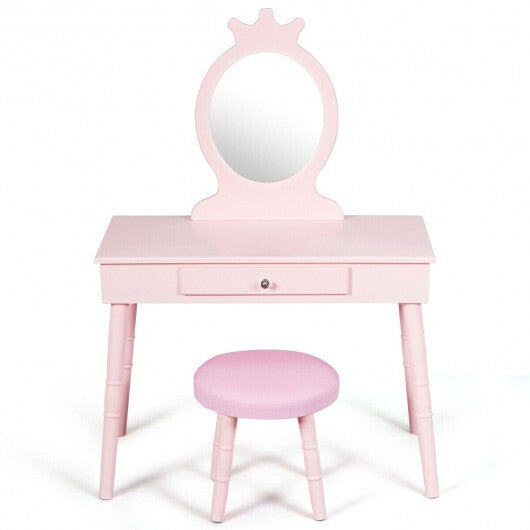 Kids Vanity Makeup Table and Chair Set Make Up Stool