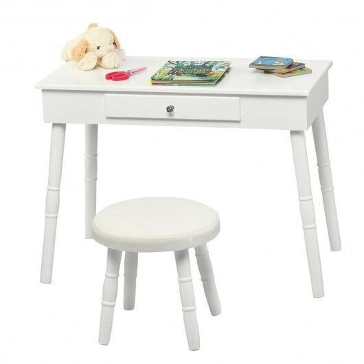 Kids Vanity Makeup Table and Chair Set Make Up Stool