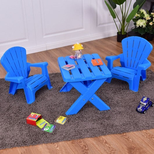 3-Piece Plastic Children Table Chair Set-Blue