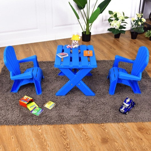 3-Piece Plastic Children Table Chair Set-Blue