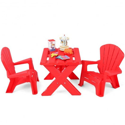 3-Piece Plastic Children Table Chair Set-Blue