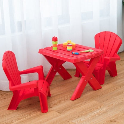 3-Piece Plastic Children Table Chair Set-Blue