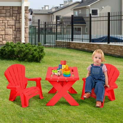 3-Piece Plastic Children Table Chair Set-Blue