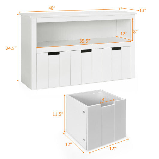 Kid Toy Storage Cabinet 3 Drawer Chest with Wheels Large Storage Cube Shelf