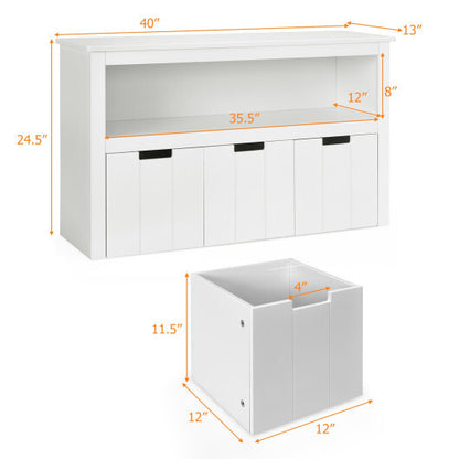 Kid Toy Storage Cabinet 3 Drawer Chest with Wheels Large Storage Cube Shelf