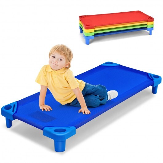 Pack of 4 Colorful Kids Stackable Naptime Cot - Color: Multicolor