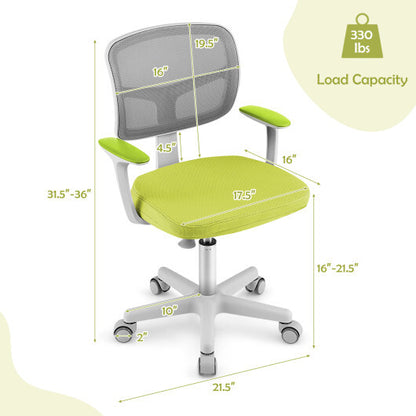 Adjustable Desk Chair with Auto Brake Casters for Kids-Turquoise - Color: Turquoise