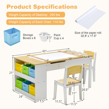 Children Art Activity Table and Drawing Table-Natural