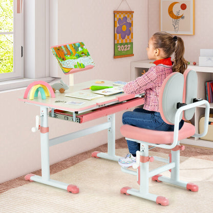 Height-Adjustable Kid's Study Desk and Chair Set-Blue