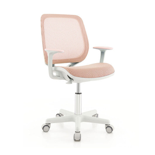 Swivel Mesh Children Computer Chair with Adjustable Height-Pink - Color: Pink