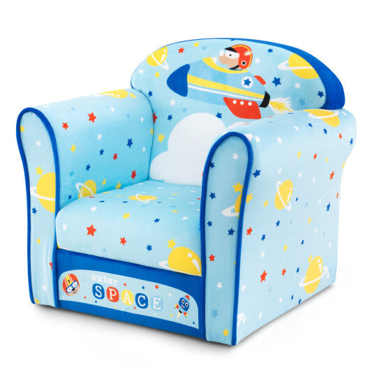 Toddlers Sofa Chair with Velvet Fabric Cover High Density Sponge Filling