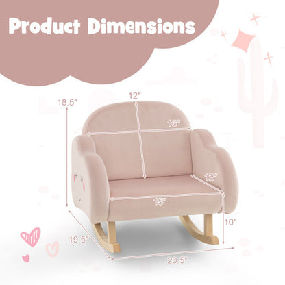 Upholstered Toddler Rocker with Solid Wood Legs and Non-slip Foot Pads-Pink - Color: Pink