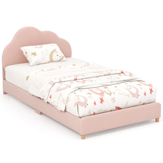 Twin Bed Frame with Height-Adjustable Headboard and Sturdy Wooden Slats-Gradient Pink - Color: Gradient Pink