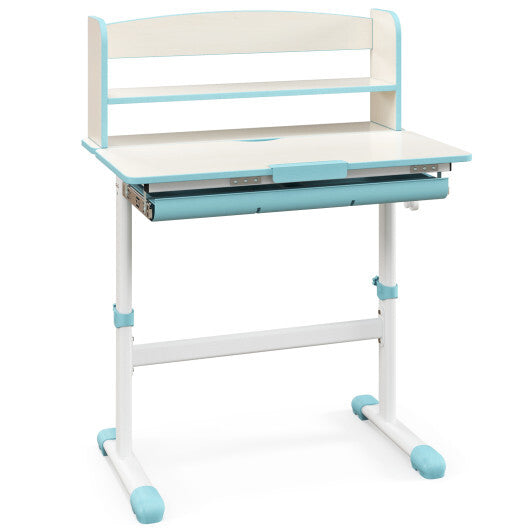 Height Adjustable Kids Study Desk with Tilt Desktop-Blue