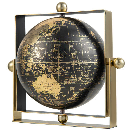 Geographic 6/ 8/ 10 Inch World Globe with Clear Printing and Square Frame-S - Color: Black - Size: S