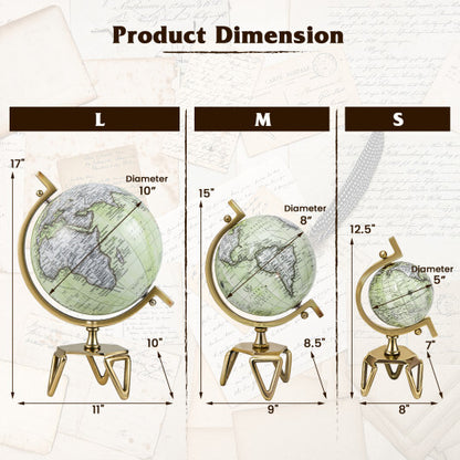 Educational Geographic 5/8/10 Inch World Globe with Triangle Metal Stand-10 inches - Size: 10 inches