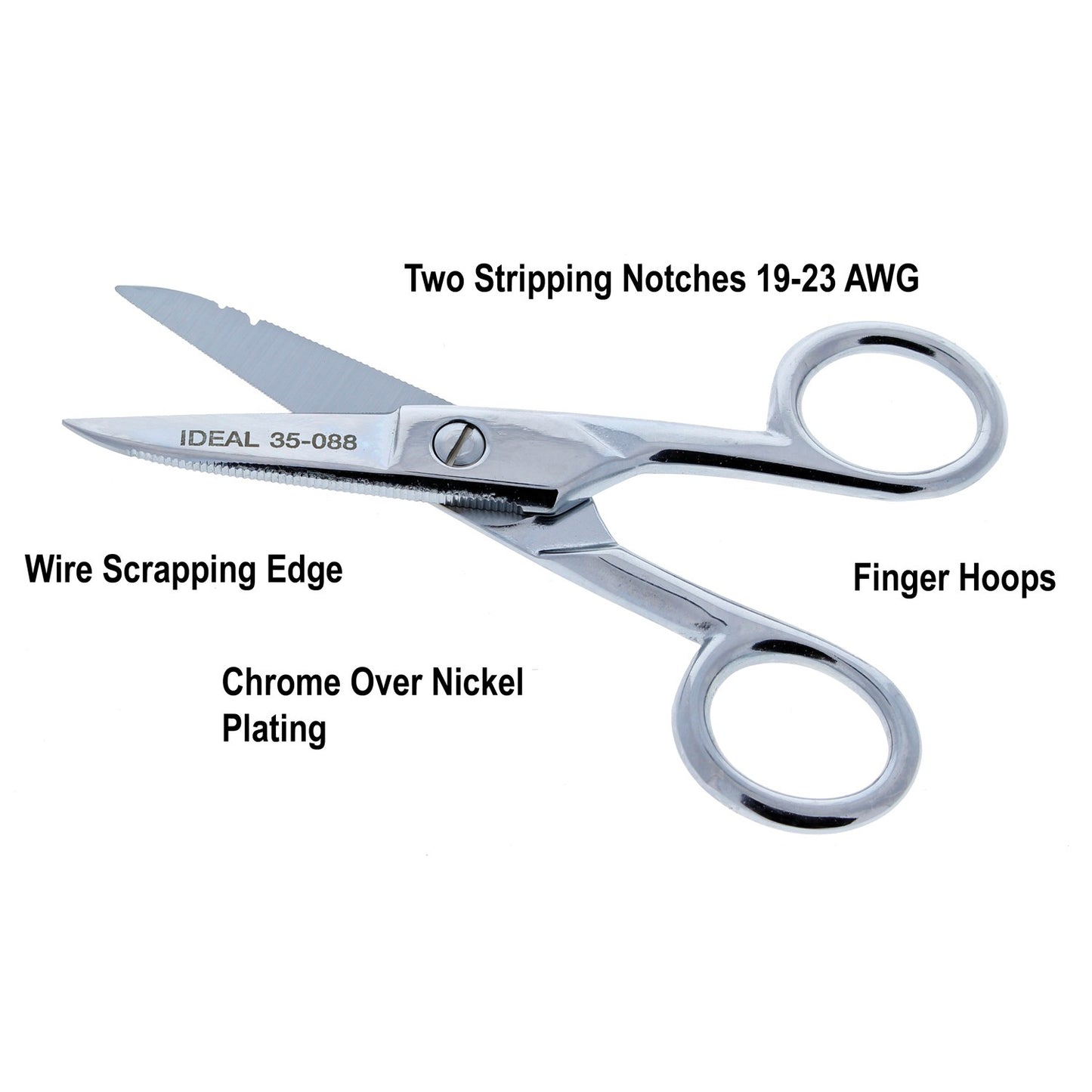 IDEAL 35-088 Electrician's Scissors with Stripping Notch