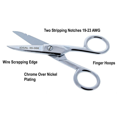 IDEAL 35-088 Electrician's Scissors with Stripping Notch