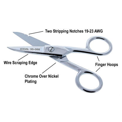 IDEAL 35-088 Electrician's Scissors with Stripping Notch