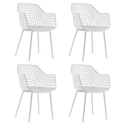 Set of 4 Heavy Duty Modern Dining Chair with Airy Hollow Backrest-White