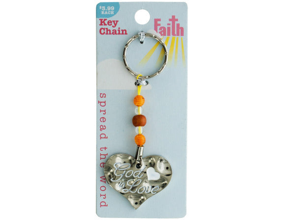 Religious Keychain with Beads ( Case of 18 )