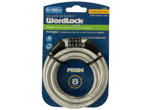 WordLock 8mm Prism Flexible Steel Cable Bike Lock ( Case of 12 )