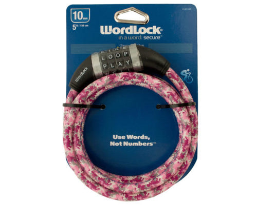 WordLock 10mm Pink Camouflage Resettable Steel Cable Bike Lock ( Case of 12 )