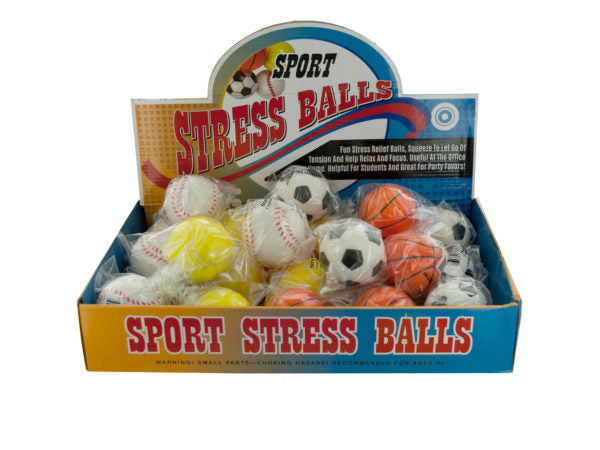 Sport Stress Balls Countertop Display ( Case of 24 )