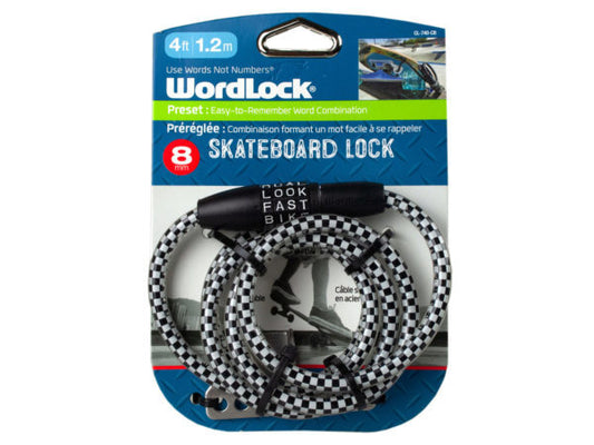 WordLock 8mm 4 Ft Skateboard Lock ( Case of 16 )