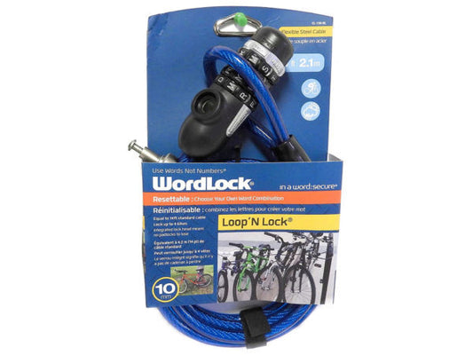 wordlock loop n lock blue 10mm 7 ft resettable bike lock ( Case of 2 )