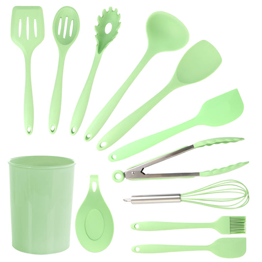 MegaChef Mint Green Silicone Cooking Utensils, Set of 12