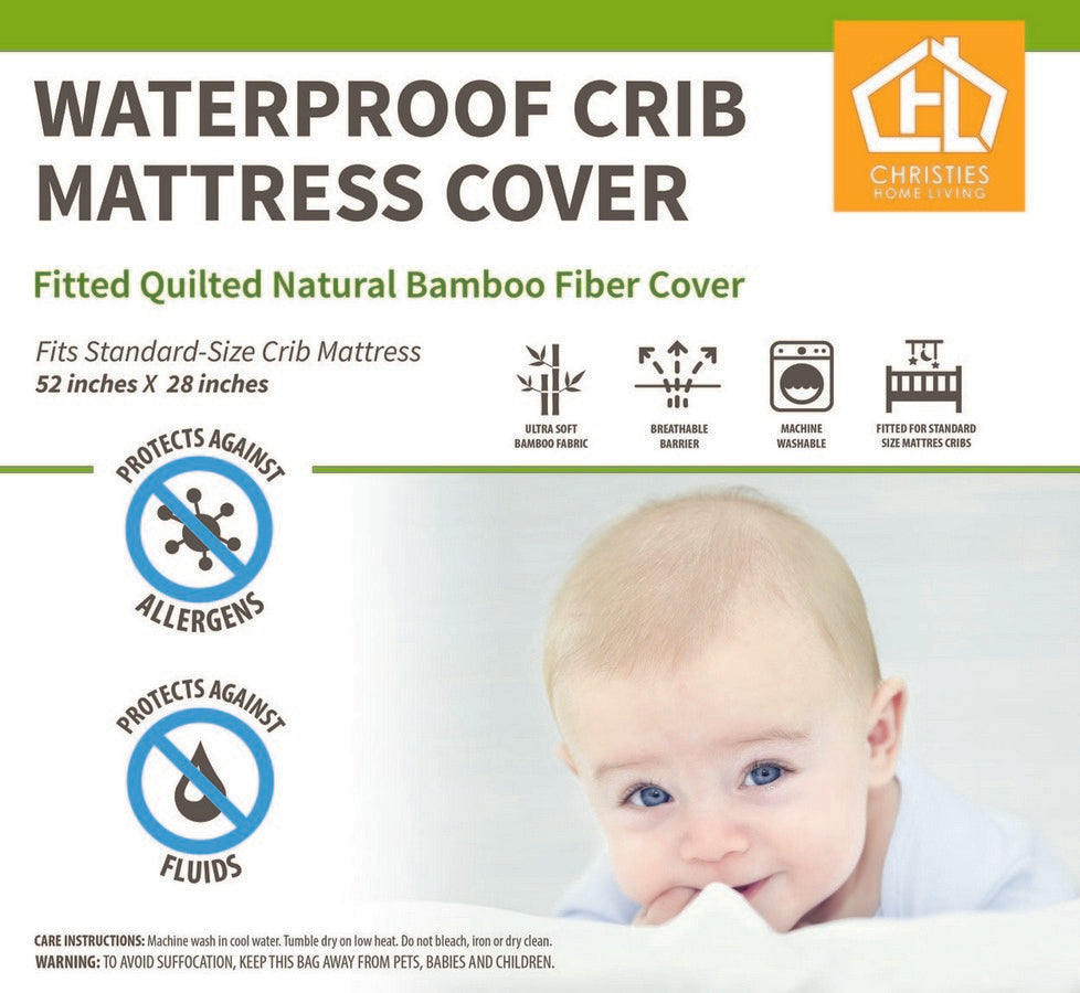 9" Waterproof Bamboo Terry Crib Mattress Pad Liner Mattress Cover Only