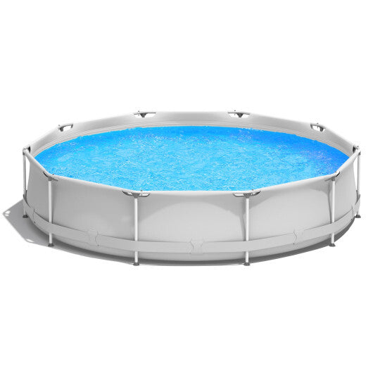 Round Above Ground Swimming Pool With Pool Cover-Blue