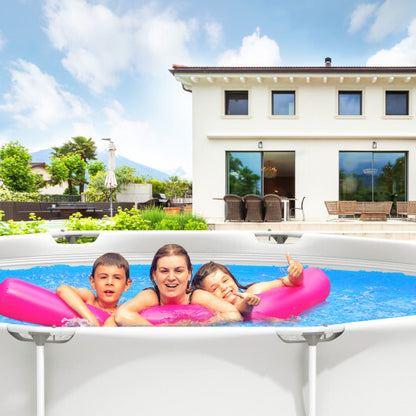 Round Above Ground Swimming Pool With Pool Cover-Blue