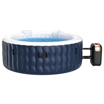 4 Person Inflatable Hot Tub Spa with 108 Massage Bubble Jets-Blue - Color: Blue