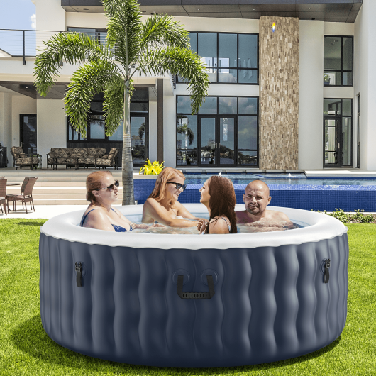 4 Person Inflatable Hot Tub Spa with 108 Massage Bubble Jets-Blue - Color: Blue