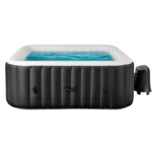 Rectangular Blowup Pool Hottub with 130 Air Jets for 4-6 Person-Black - Color: Black