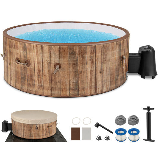 72 Inches Inflatable Hot Tub SPA with 120 Air Jets Electric Heater Pump for 4-6 Person-Coffee