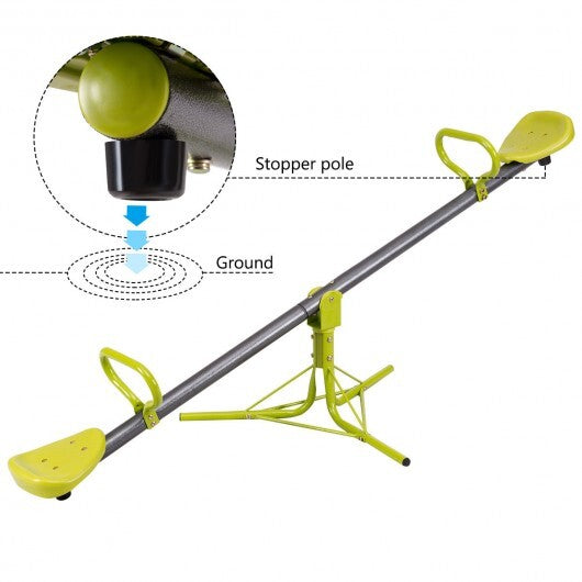 Kids Seesaw Swivel Children Teeter Totter Outdoor Play Set for 2 Children - Color: Green