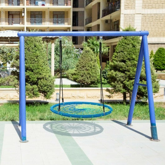 40 Inch Spider Web Tree Swing Kids Outdoor Play Set with Adjustable Ropes-Blue - Color: Blue