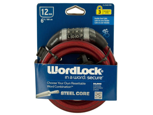 WordLock Flexible Steel Cable Bike Lock ( Case of 12 )