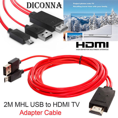 Micro USB to HDMI 1080P HD TV Cable Adapter - for Android Samsung Phones 11PIN, Black