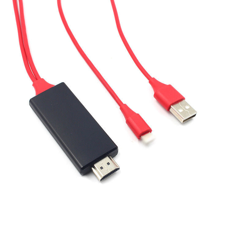 1080P 6ft 8 Pin Apple Interface to HDMI TV AV Adapter Cable for iPhone 6 6S 7 8 Plus X red