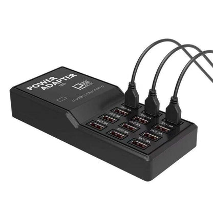 Multi 12 Port USB Charging Station Hub Desktop Wall Cell Phone Charger Organizer US plug