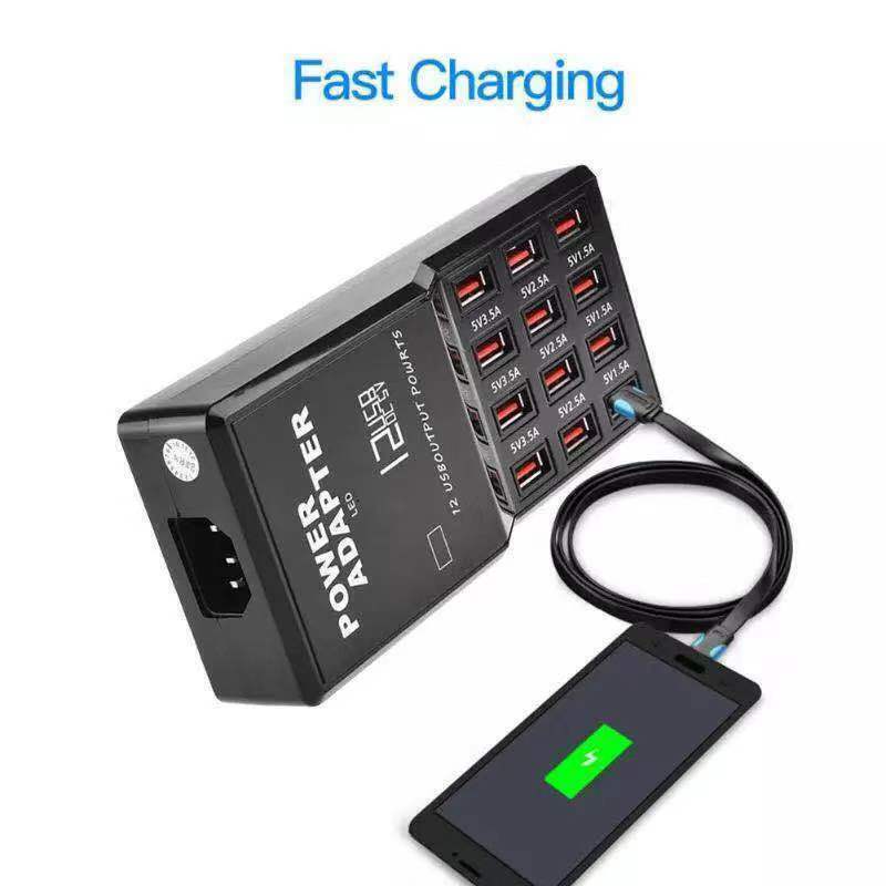 Multi 12 Port USB Charging Station Hub Desktop Wall Cell Phone Charger Organizer US plug