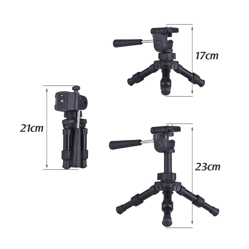 Portable Lightweight Folding Built-in Bubble Level Tabletop Mini Tripod black