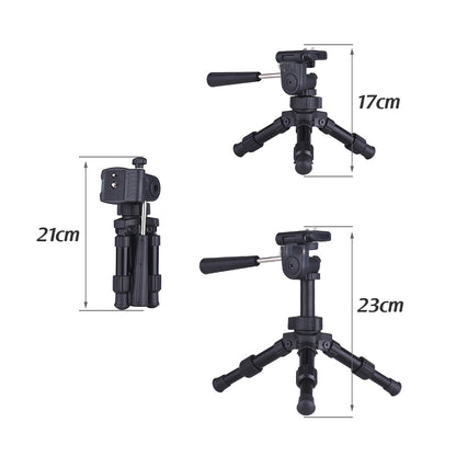 Portable Lightweight Folding Built-in Bubble Level Tabletop Mini Tripod black