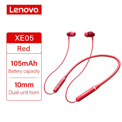 Original LENOVO XE05 Neck-type Bluetooth Headset Sports Waterproof Long Standby Earphones Red