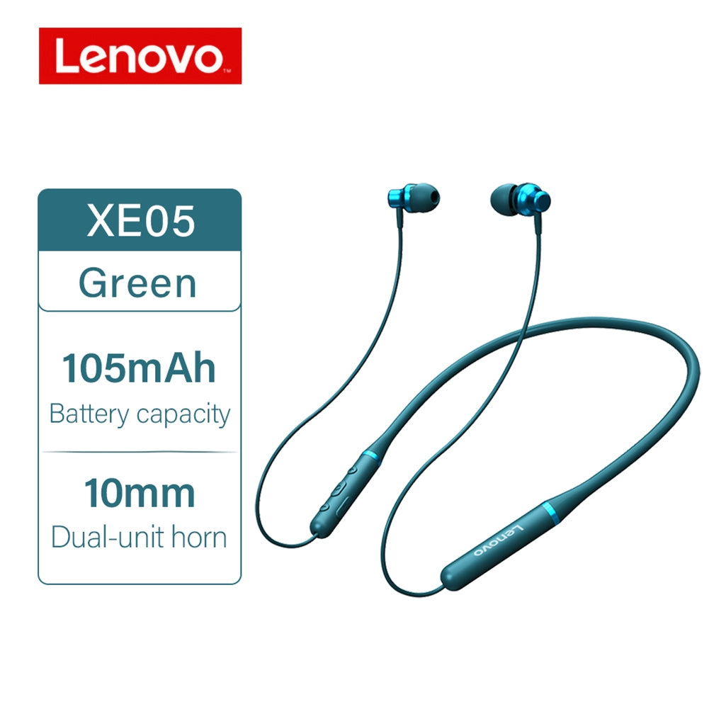 Original LENOVO XE05 Neck-type Bluetooth Headset Sports Waterproof Long Standby Earphones Red